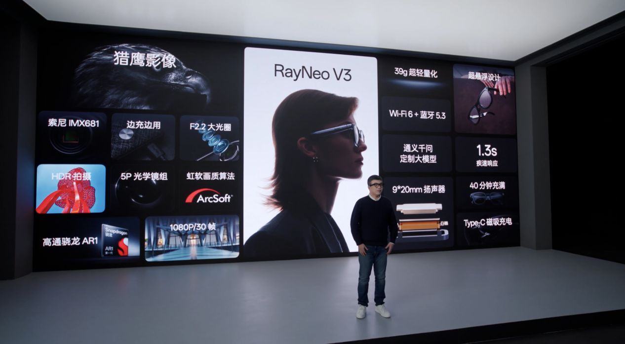 Meta最强对手出现？雷鸟V3 AI拍摄眼镜现货上市：1799元