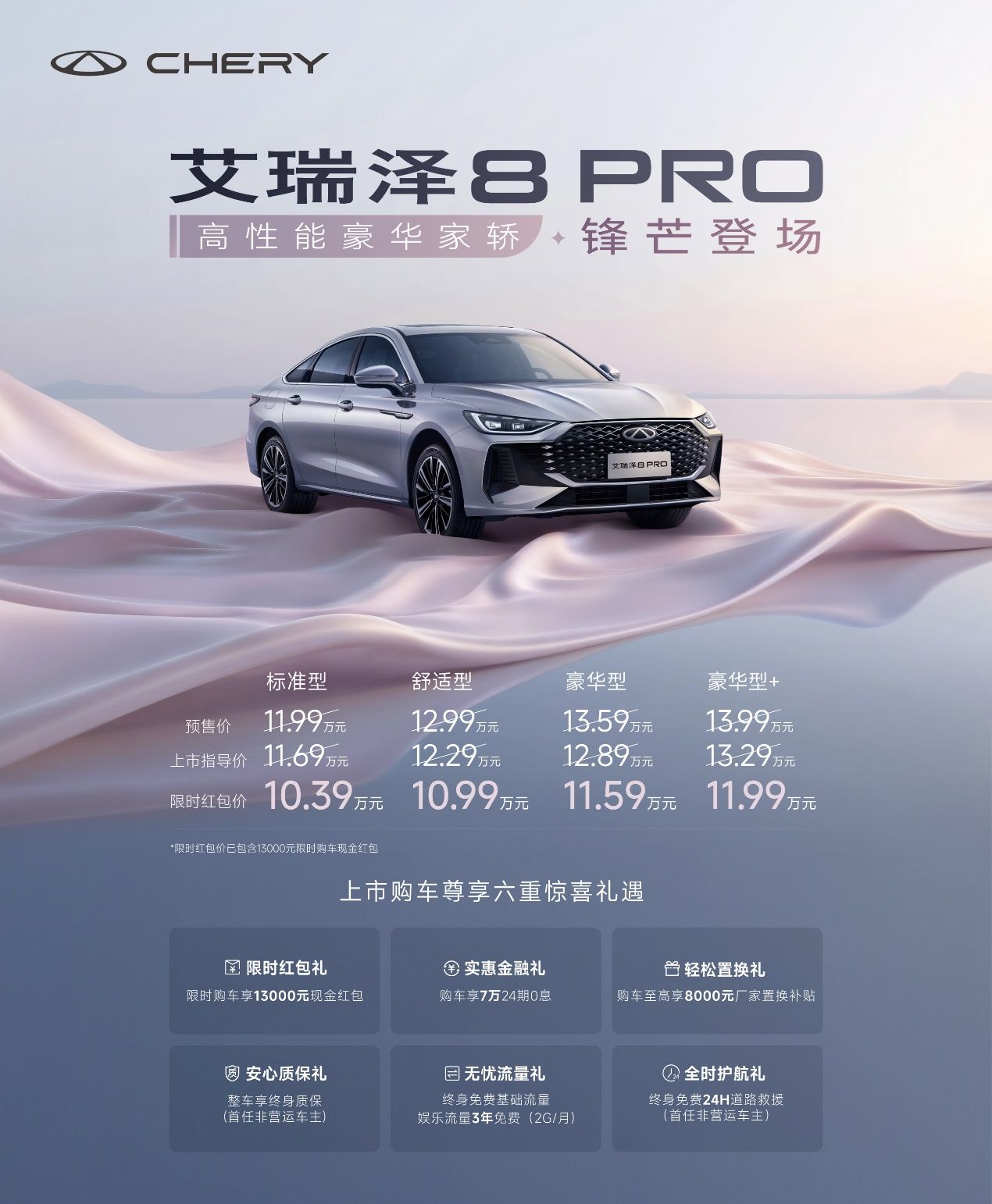 限时红包价10.39万元起！高性能豪华家轿艾瑞泽8 PRO正式上市-锋巢网