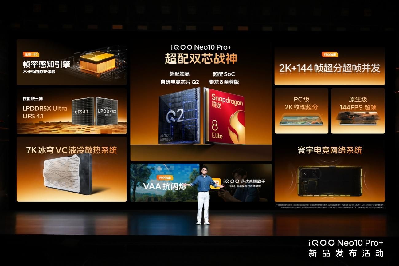 2K屏骁龙双芯旗舰 “超配双芯战神”iQOO Neo10 Pro+发布-锋巢网