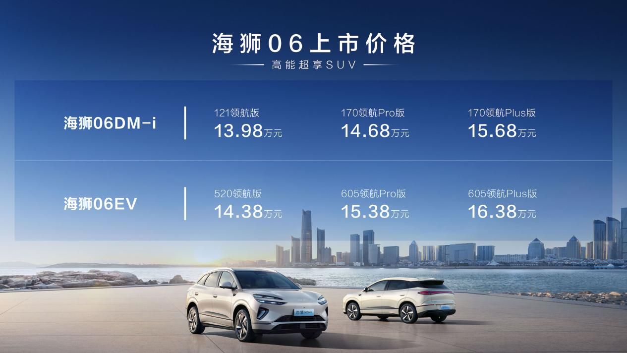 13.98万起！比亚迪海狮06上市：第五代DM技术、e平台3.0 Evo赋能